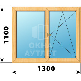 Двухстворчатое деревянное окно из сосны Г-ПО 1300×1100 ОА-35576