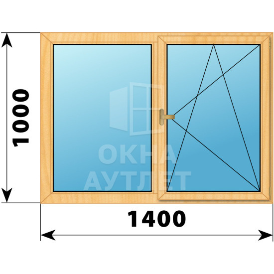Двухстворчатое деревянное окно из сосны Г-ПО 1400×1000 ОА-35537