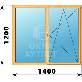Двухстворчатое деревянное окно из сосны Г-ПО 1400×1200 ОА-35876