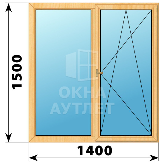 Двухстворчатое деревянное окно из сосны Г-ПО 1400×1500 ОА-36338