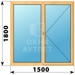 Двухстворчатое деревянное окно из сосны Г-ПО 1500×1800 ОА-36854