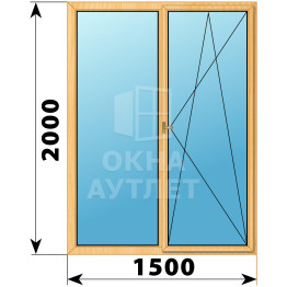 Двухстворчатое деревянное окно из сосны Г-ПО 1500×2000 ОА-37073