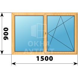 Двухстворчатое деревянное окно из сосны Г-ПО 1500×900 ОА-35468