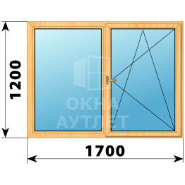 Двухстворчатое деревянное окно из сосны Г-ПО 1700×1200 ОА-36278