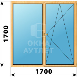 Двухстворчатое деревянное окно из сосны Г-ПО 1700×1700 ОА-37004