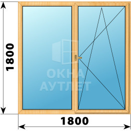Двухстворчатое деревянное окно из сосны Г-ПО 1800×1800 ОА-37205