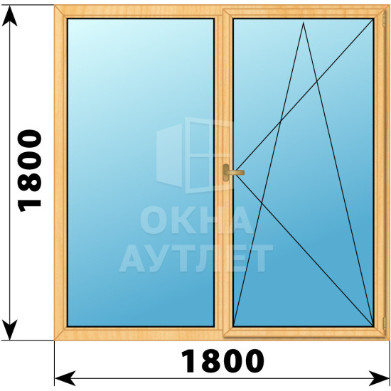 Двухстворчатое деревянное окно из сосны Г-ПО 1800×1800 ОА-37205