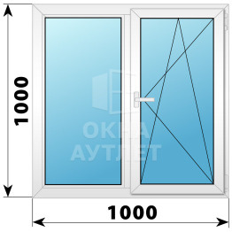 Двухстворчатое поворотно-откидное пластиковое окно Г-ПО 1000×1000 ОА-32331