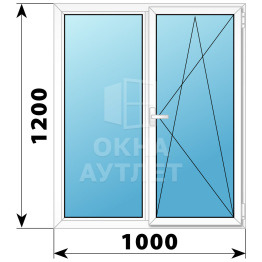 Двухстворчатое поворотно-откидное пластиковое окно Г-ПО 1000×1200 ОА-32418