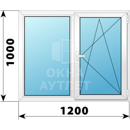 Двухстворчатое поворотно-откидное пластиковое окно Г-ПО 1200×1000 ОА-32421