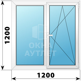 Двухстворчатое поворотно-откидное пластиковое окно Г-ПО 1200×1200 ОА-32532