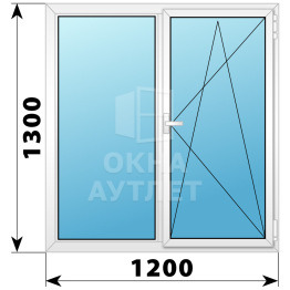Двухстворчатое поворотно-откидное пластиковое окно Г-ПО 1200×1300 ОА-32586