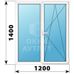 Двухстворчатое поворотно-откидное пластиковое окно Г-ПО 1200×1400 ОА-32640