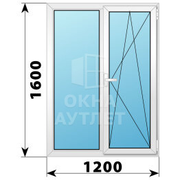 Двухстворчатое поворотно-откидное пластиковое окно Г-ПО 1200×1600 ОА-32751