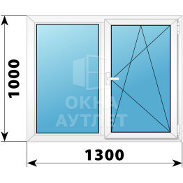 Двухстворчатое поворотно-откидное пластиковое окно Г-ПО 1300×1000 ОА-32451