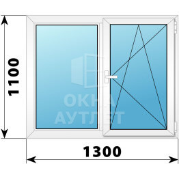 Двухстворчатое поворотно-откидное пластиковое окно Г-ПО 1300×1100 ОА-32526