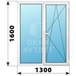 Двухстворчатое поворотно-откидное пластиковое окно Г-ПО 1300×1600 ОА-32829