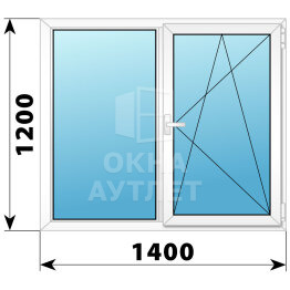 Двухстворчатое поворотно-откидное пластиковое окно Г-ПО 1400×1200 ОА-32643