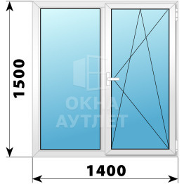 Двухстворчатое поворотно-откидное пластиковое окно Г-ПО 1400×1500 ОА-32844