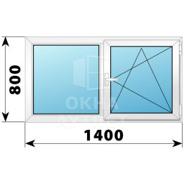 Двухстворчатое поворотно-откидное пластиковое окно Г-ПО 1400×800 ОА-32391