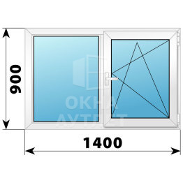 Двухстворчатое поворотно-откидное пластиковое окно Г-ПО 1400×900 ОА-32439