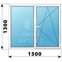 Двухстворчатое поворотно-откидное пластиковое окно Г-ПО 1500×1300 ОА-32772