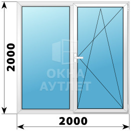 Двухстворчатое поворотно-откидное пластиковое окно Г-ПО 2000×2000 ОА-33009