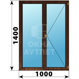 Двухстворчатое деревянное окно из дуба Г-П 1000×1400 ОА-36158