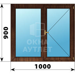 Двухстворчатое деревянное окно из дуба Г-П 1000×900 ОА-35363