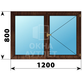 Двухстворчатое деревянное окно из дуба Г-П 1200×800 ОА-35465