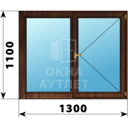 Двухстворчатое деревянное окно из дуба Г-П 1300×1100 ОА-36221