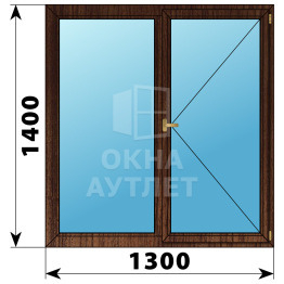 Двухстворчатое деревянное окно из дуба Г-П 1300×1400 ОА-36725