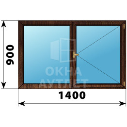 Двухстворчатое деревянное окно из дуба Г-П 1400×900 ОА-35936