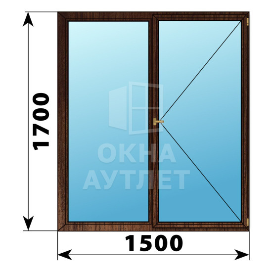 Двухстворчатое деревянное окно из дуба Г-П 1500×1700 ОА-37346