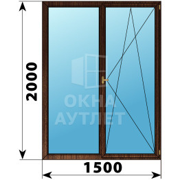 Двухстворчатое деревянное окно из дуба Г-П 1500×2000 ОА-37589