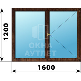 Двухстворчатое деревянное окно из дуба Г-П 1600×1200 ОА-36836