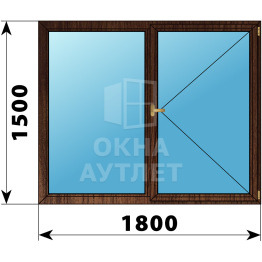 Двухстворчатое деревянное окно из дуба Г-П 1800×1500 ОА-37448