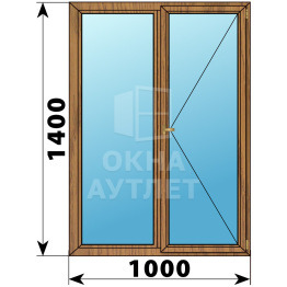Двухстворчатое деревянное окно из лиственницы Г-П 1000×1400 ОА-35846