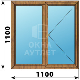 Двухстворчатое деревянное окно из лиственницы Г-П 1100×1100 ОА-35570