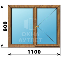 Двухстворчатое деревянное окно из лиственницы Г-П 1100×800 ОА-35102