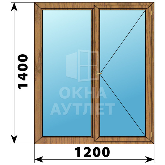 Двухстворчатое деревянное окно из лиственницы Г-П 1200×1400 ОА-36224