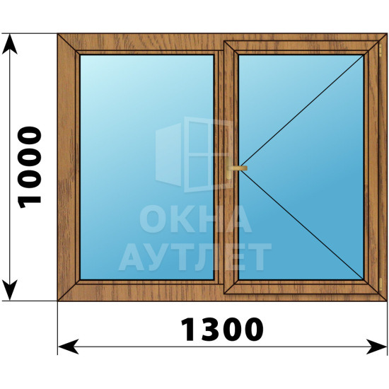 Двухстворчатое деревянное окно из лиственницы Г-П 1300×1000 ОА-35702