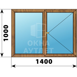 Двухстворчатое деревянное окно из лиственницы Г-П 1400×1000 ОА-35849