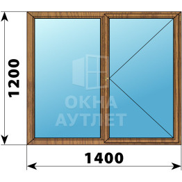 Двухстворчатое деревянное окно из лиственницы Г-П 1400×1200 ОА-36227