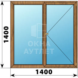 Двухстворчатое деревянное окно из лиственницы Г-П 1400×1400 ОА-36539