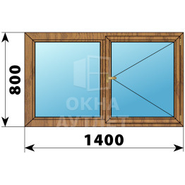 Двухстворчатое деревянное окно из лиственницы Г-П 1400×800 ОА-35441