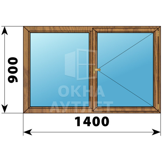 Двухстворчатое деревянное окно из лиственницы Г-П 1400×900 ОА-35645