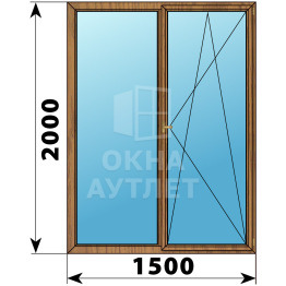Двухстворчатое деревянное окно из лиственницы Г-П 1500×2000 ОА-37352