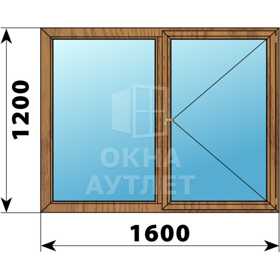 Двухстворчатое деревянное окно из лиственницы Г-П 1600×1200 ОА-36503