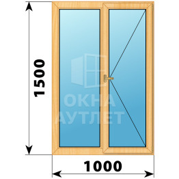 Двухстворчатое деревянное окно из сосны Г-П 1000×1500 ОА-35384